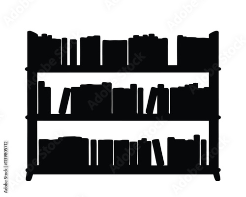 A book library vector silhouette isolated on a white background