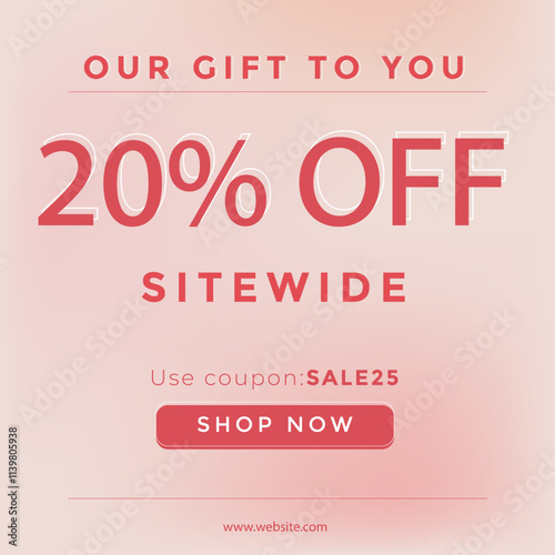 Our gift to you 20% off banner, gradient Pink Sale banner template offer promo social media vector image