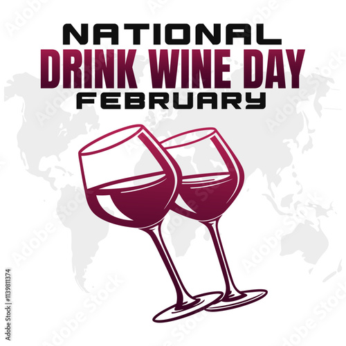 NATIONAL DRINK WINE DAY social media post Vector Illustration on february