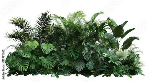 Lush green tropical plants bush