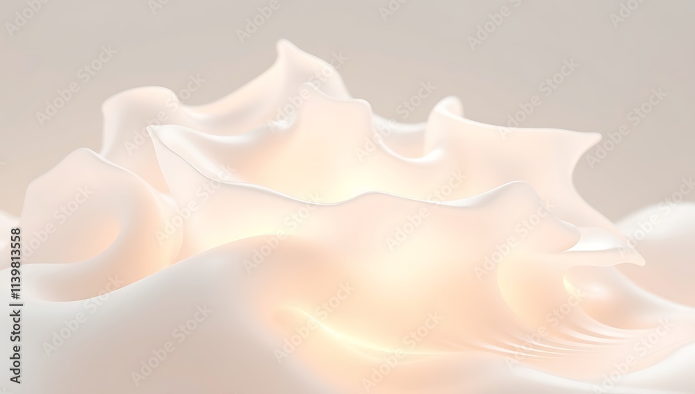 Abstract White Cream Swirls Illuminated Softly