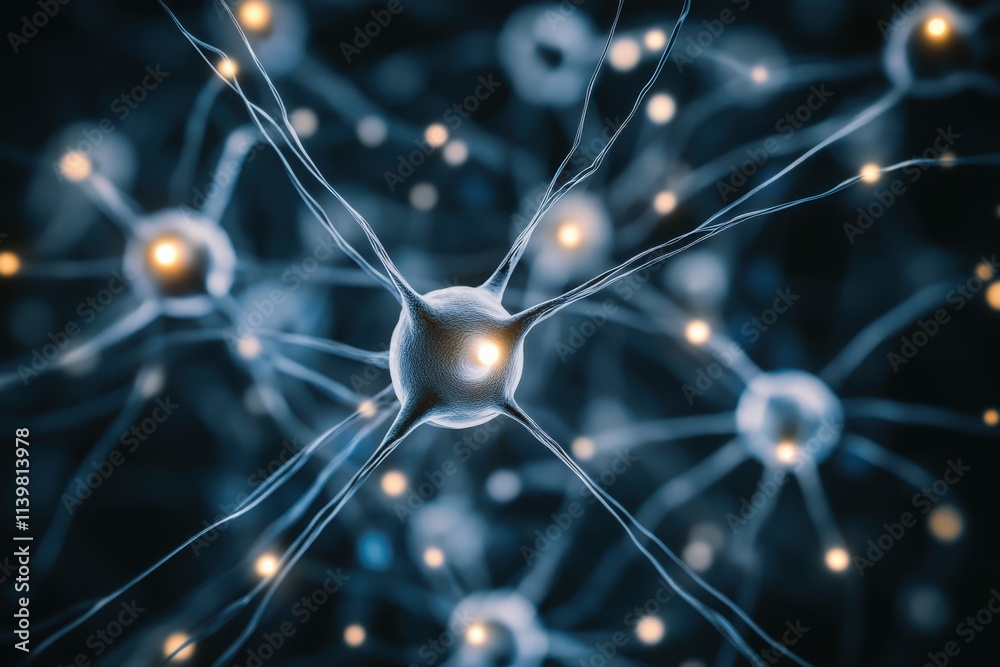 Neuron Network Resembling Glowing Fiber Optic Connections Neuron Network Resembling Glowing Fiber Optic Connections