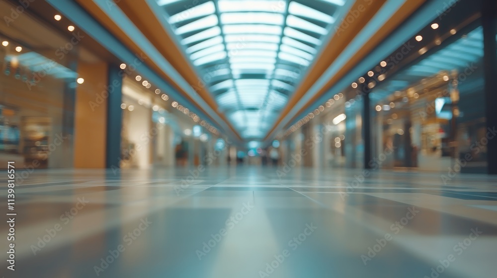 Blurred Interior of a Modern Shopping Mall Hallway. Blurry Background. Blurred Interior of a Modern Shopping Mall Hallway. Blurry Background.