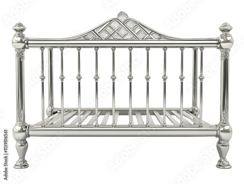 a metal bed frame with a white background