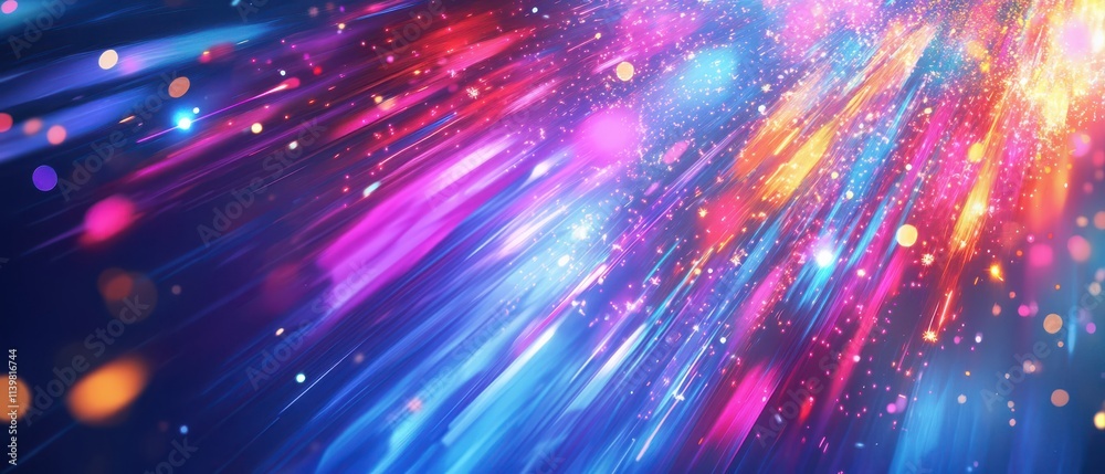 Fototapeta premium Vibrant Fireworks Bursting with Glowing Lights and Sparkles Festive Background