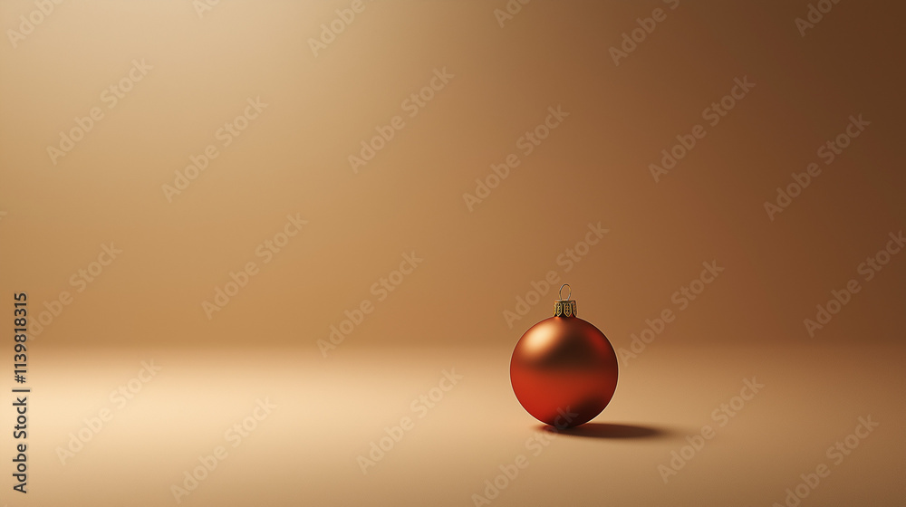 Ultra-high quality digital photograph of a single elegant Christmas ornament, placed on a soft gradient background with warm ambient lighting, minimalistic style, commercially