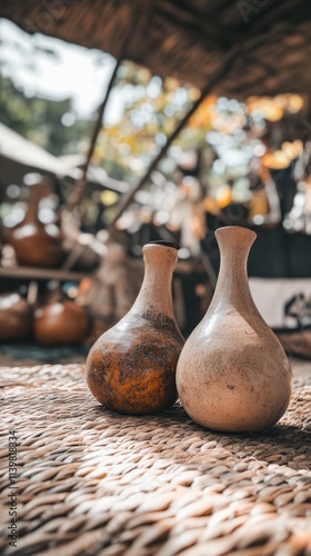 African Calabash Vessels Under Thatch photo