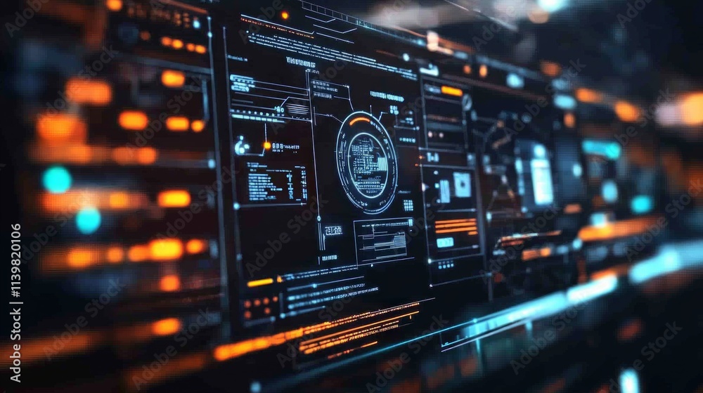 Fototapeta premium Insightful Digital Display of Smart Technology and Information Flow