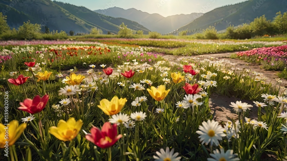 Obraz premium Mountain Meadow Spring Flowers 