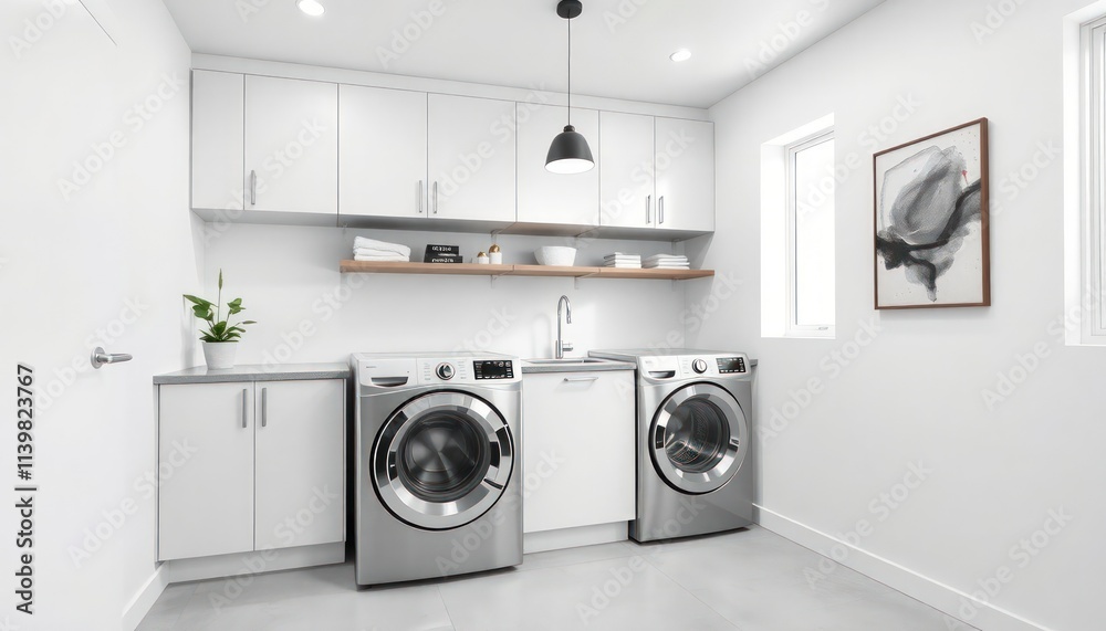 Modern Style - Laundry Room Interior Design With Modern Concept - Hotel Laundry Room - Apartment Laundry Room Interior With Washing Machine - Interior Design. Washing Machine Room Modern Modern Style - Laundry Room Interior Design With Modern Concept - Hotel Laundry Room - Apartment Laundry Room Interior With Washing Machine - Interior Design. Washing Machine Room Modern