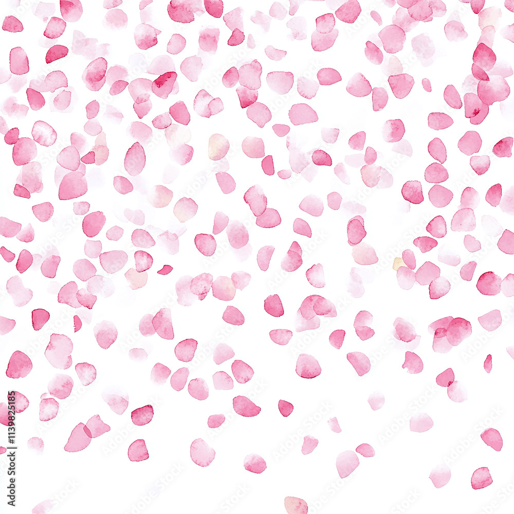 Watercolor pattern of delicate pink petals scattered across a white background, perfect for designs and decor Watercolor pattern of delicate pink petals scattered across a white background, perfect for designs and decor