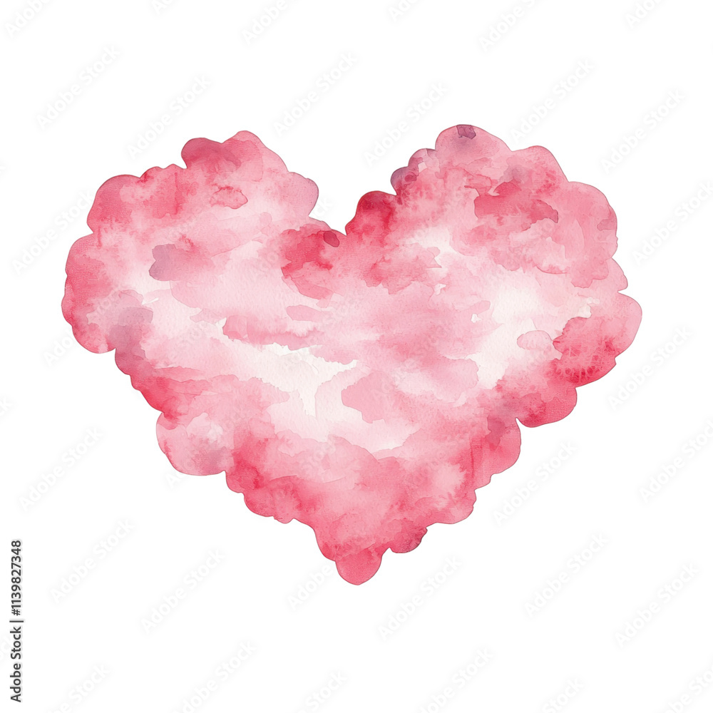A pink watercolor heart shape with soft, cloud-like edges, white background, transparent background. A pink watercolor heart shape with soft, cloud-like edges, white background, transparent background.