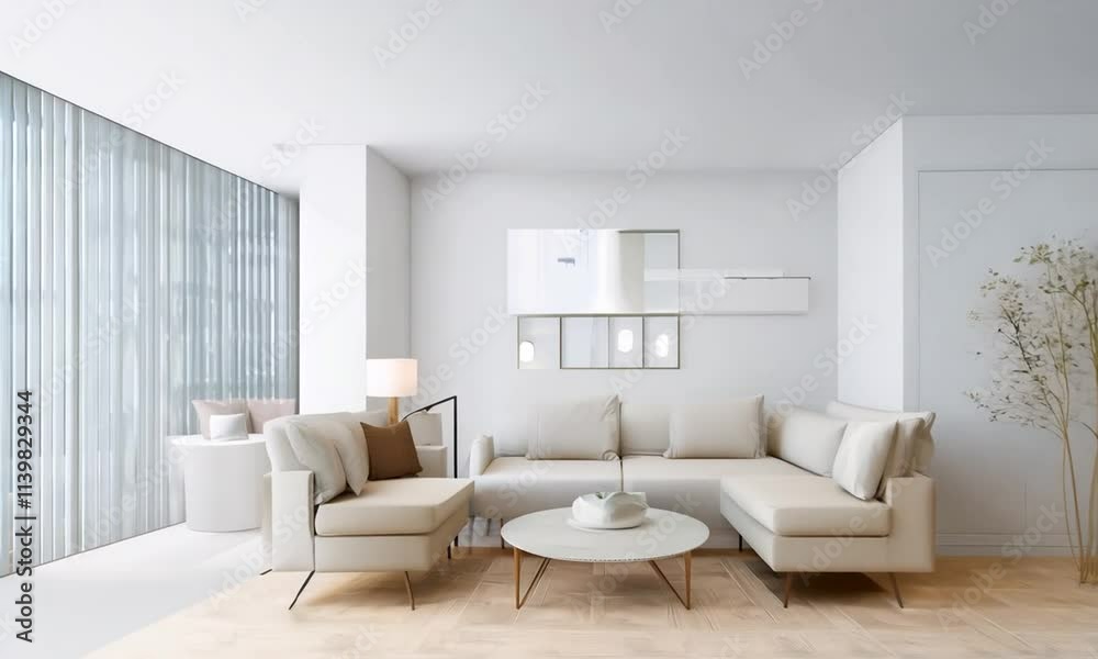 Modern living room with neutral tones and minimalist decor. Modern living room with neutral tones and minimalist decor.