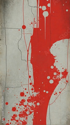 Grey And Red Backdrop - Abstract Painting