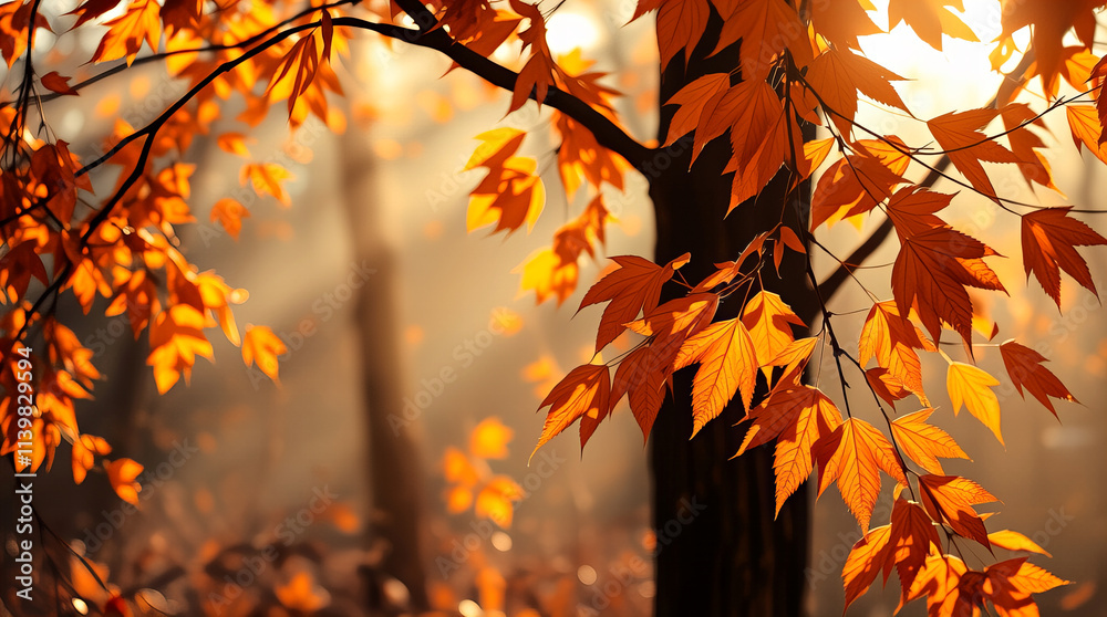 Golden Autumn Leaves in Sunlight with a Forest Background
Golden Autumn Leaves in Sunlight with a Forest Background