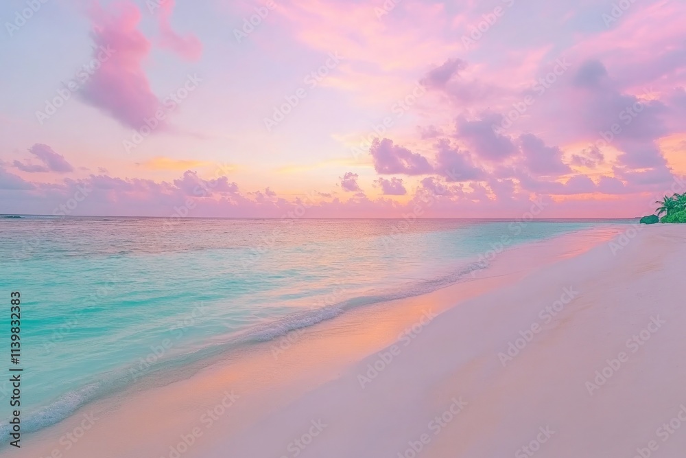 Beautiful Sunset Over the Ocean with Pastel Colors in the Sky Beautiful Sunset Over the Ocean with Pastel Colors in the Sky