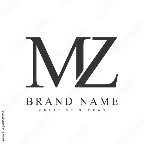 MZ trendy logotype template. Initial letter m and z classic font style. Creative logo for company name or identity.