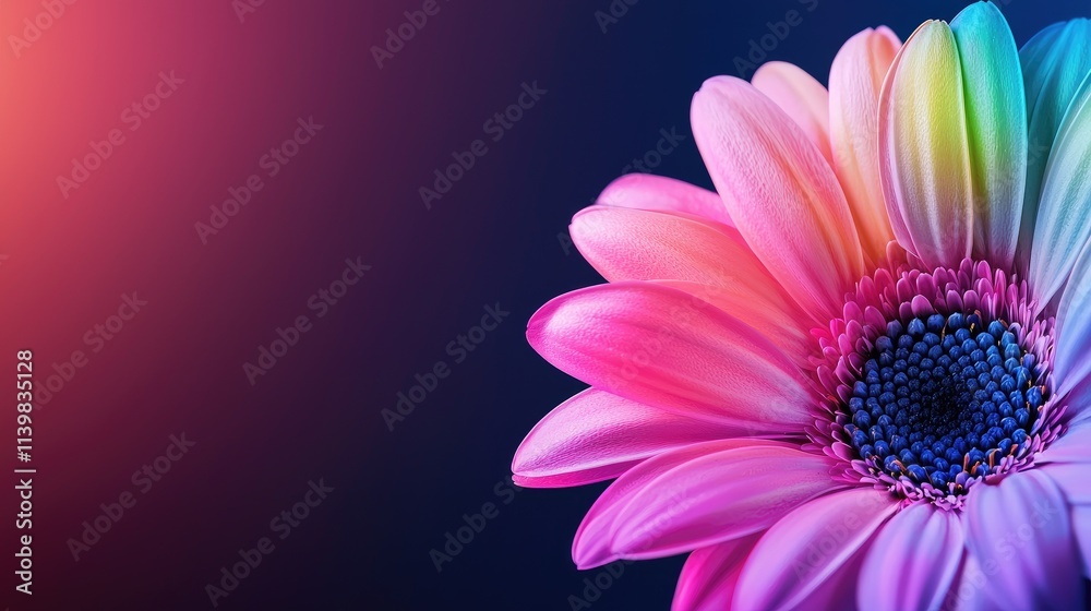 Fototapeta premium Vibrant flower close-up nature photography dark background macro view colorful petals