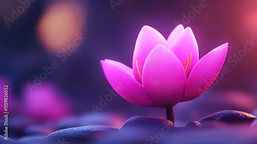 Serene blooming lotus tranquil pond nature photography evening light close-up view peaceful concept