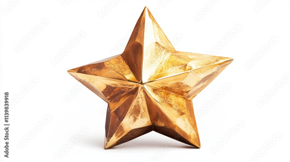 Shiny 3D Golden Star Trophy - Symbol of Achievement on White Background Shiny 3D Golden Star Trophy - Symbol of Achievement on White Background