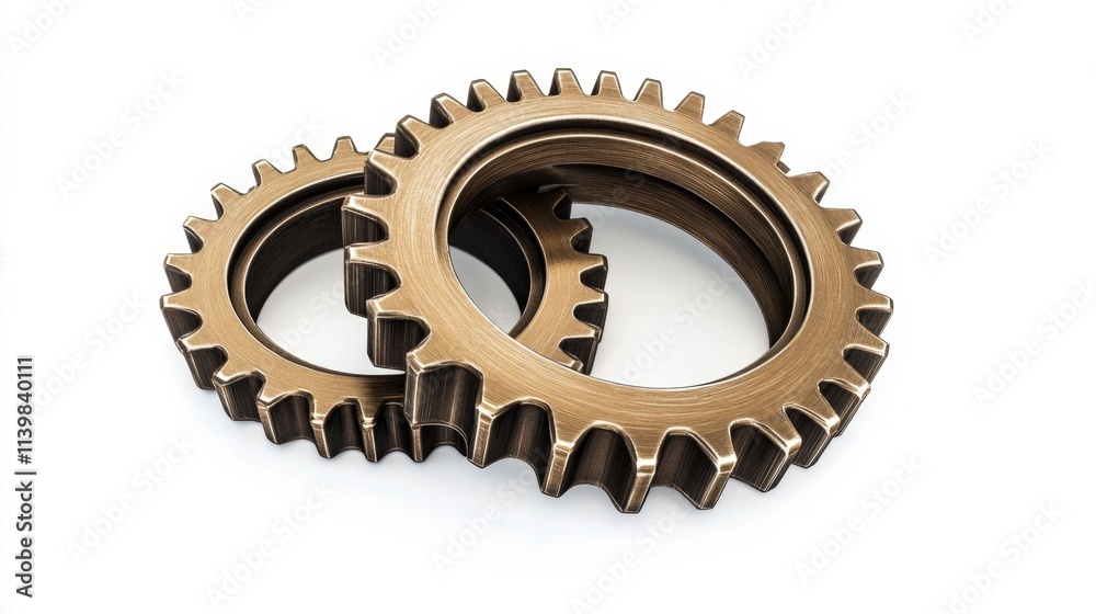 Precision Engineered Interlocking Gears Symbolizing Teamwork in Detailed 3D Metallic Design on White Background Precision Engineered Interlocking Gears Symbolizing Teamwork in Detailed 3D Metallic Design on White Background