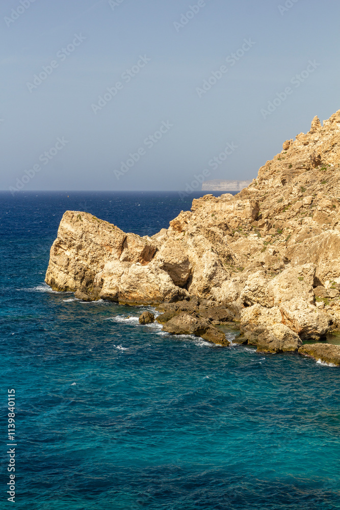 the coastline of anchor bay in malta the coastline of anchor bay in malta