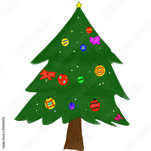 Christmas tree placed on a white background