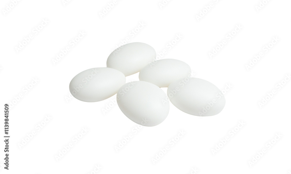 5 smooth white pebbles, isolated on the background 5 smooth white pebbles, isolated on the background
