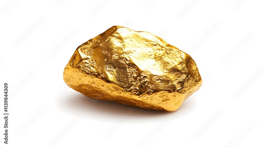 single golden nugget, smooth surface catching light, on dark textured ground, symbol of prosperity and wealth, isolated on white background single golden nugget, smooth surface catching light, on dark textured ground, symbol of prosperity and wealth, isolated on white background