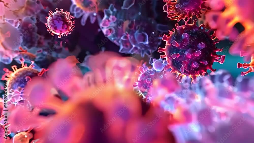 Coronavirus 2019-nCov novel coronavirus concept. Microscope virus close up. 3d rendering.