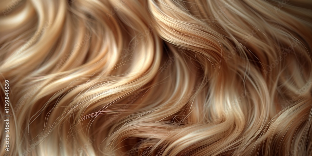Wavy shiny thick light brown hair in close-up view Wavy shiny thick light brown hair in close-up view