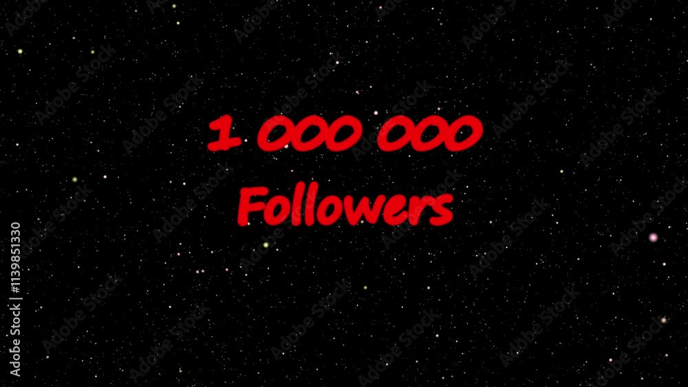 PLAN FIXE animé pour annoncer sur les réseaux sociaux 1000000 followers avec effets spéciaux aux étoiles avec une transition lumineuse