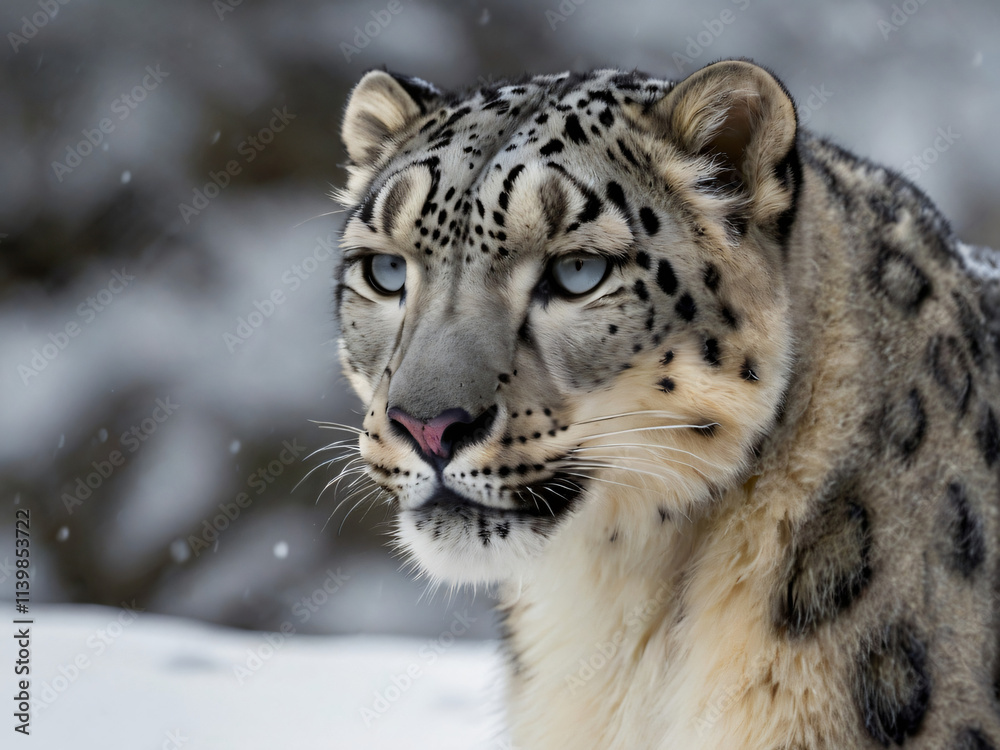 white snow leopard portrait white snow leopard portrait