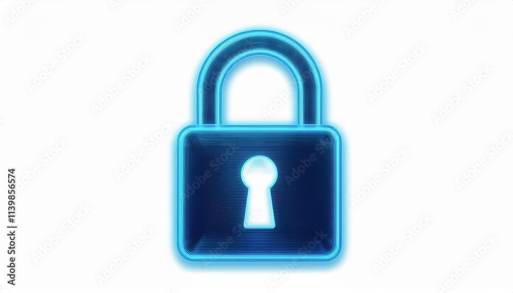 Glowing Blue Padlock with Illuminated Keyhole Symbolizing Cybersecurity, Digital Protection, Privacy Safeguards, Data Encryption, Internet Safety, and Online Security for Modern Technology Solutions Glowing Blue Padlock with Illuminated Keyhole Symbolizing Cybersecurity, Digital Protection, Privacy Safeguards, Data Encryption, Internet Safety, and Online Security for Modern Technology Solutions