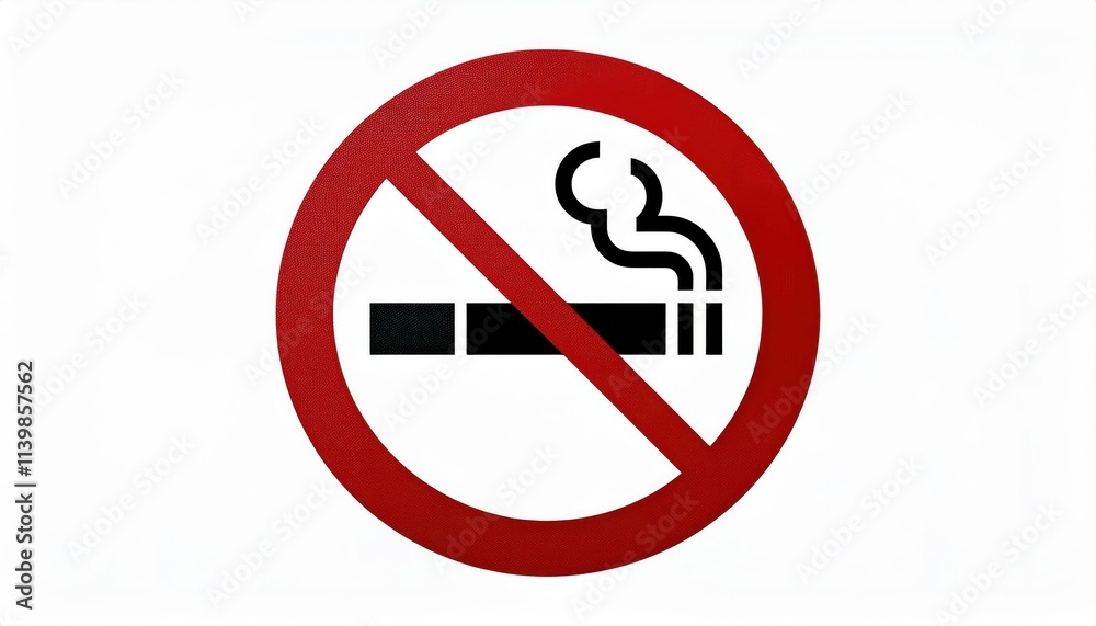 No Smoking Sign. Universal Red Circle with Diagonal Line Over Black Cigarette Icon with Smoke for Public Spaces, Health Awareness, and No Smoking Zones to Promote Clean Air and Tobacco Free Areas No Smoking Sign. Universal Red Circle with Diagonal Line Over Black Cigarette Icon with Smoke for Public Spaces, Health Awareness, and No Smoking Zones to Promote Clean Air and Tobacco Free Areas