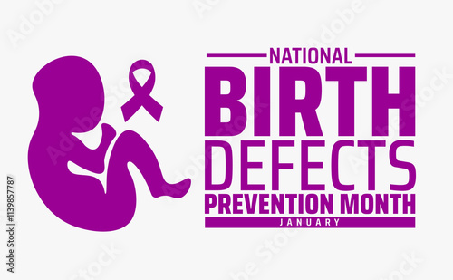 National Birth Defects Prevention Month background, banner or poster design template. observed every year in January. Holiday concept. Use to any Template, card, poster, placard, template.