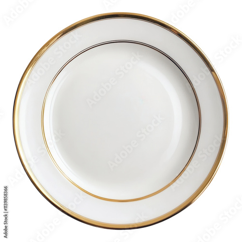 Elegant white plate with gold trim minimalist design kitchen still life close-up timeless tableware concept
