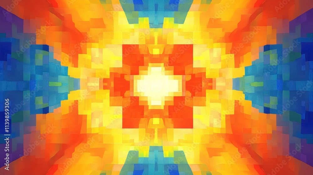 Vibrant symmetrical abstract pixel art. Vibrant symmetrical abstract pixel art.