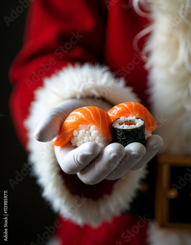 hand sushi santa claus