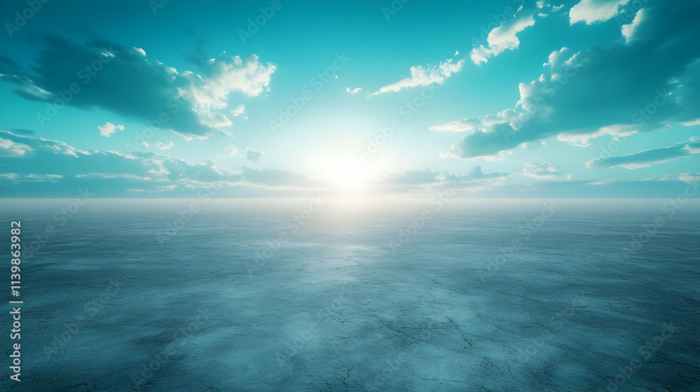 Obraz premium Tranquil Teal Seascape: 3D Rendered Background Image