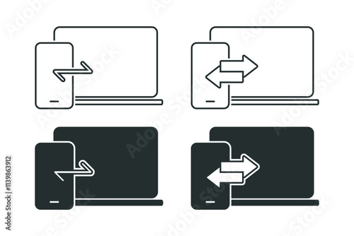 Phone and laptop data exchange. illustration vector