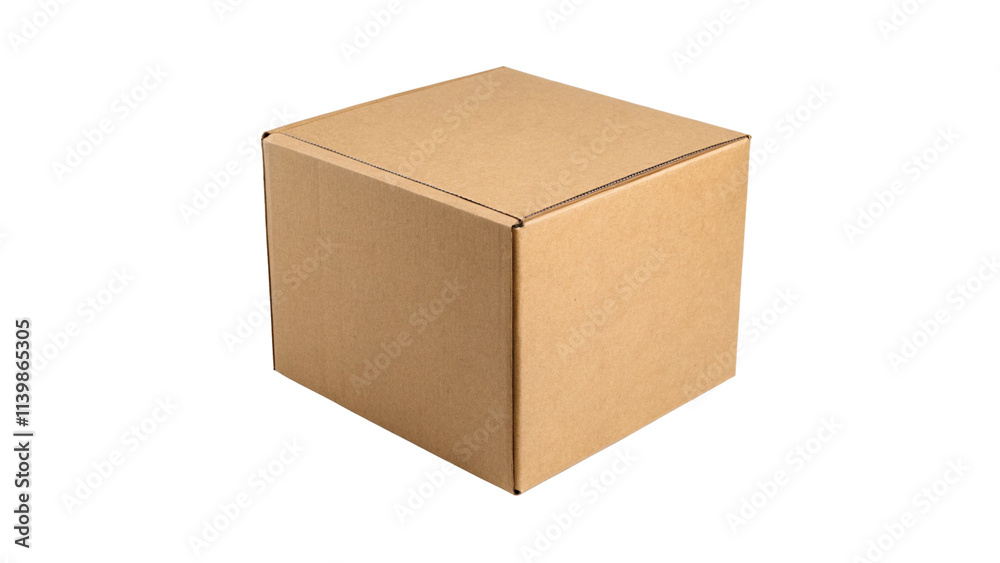 Cardboard box is sitting isolated transparent backgroun Cardboard box is sitting isolated transparent backgroun