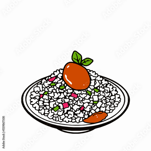 Bhel Puri with Tamarind Sauce – Black Outline Vector Illustration