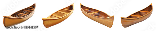 Collection of wooden canoes showcasing various designs photo