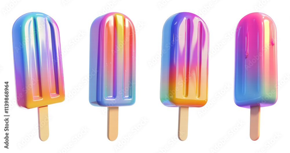 Colorful rainbow popsicles on a black background Colorful rainbow popsicles on a black background