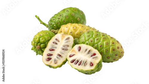 Fresh Noni fruits isolated on transparent background photo