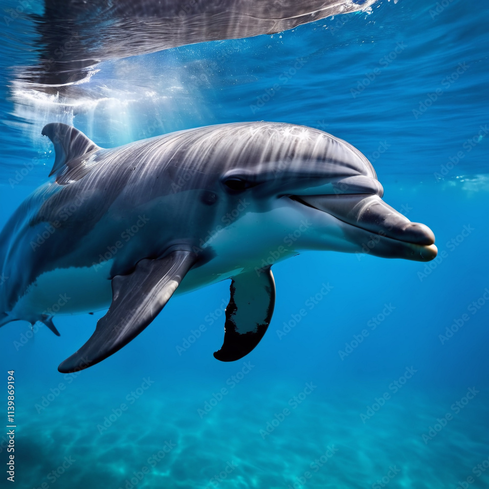 Obraz premium Fische - Eleganter Defin schwimmt im Meer