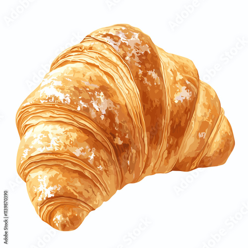 Croissant pastry on a white background with clipart watercolor vector style