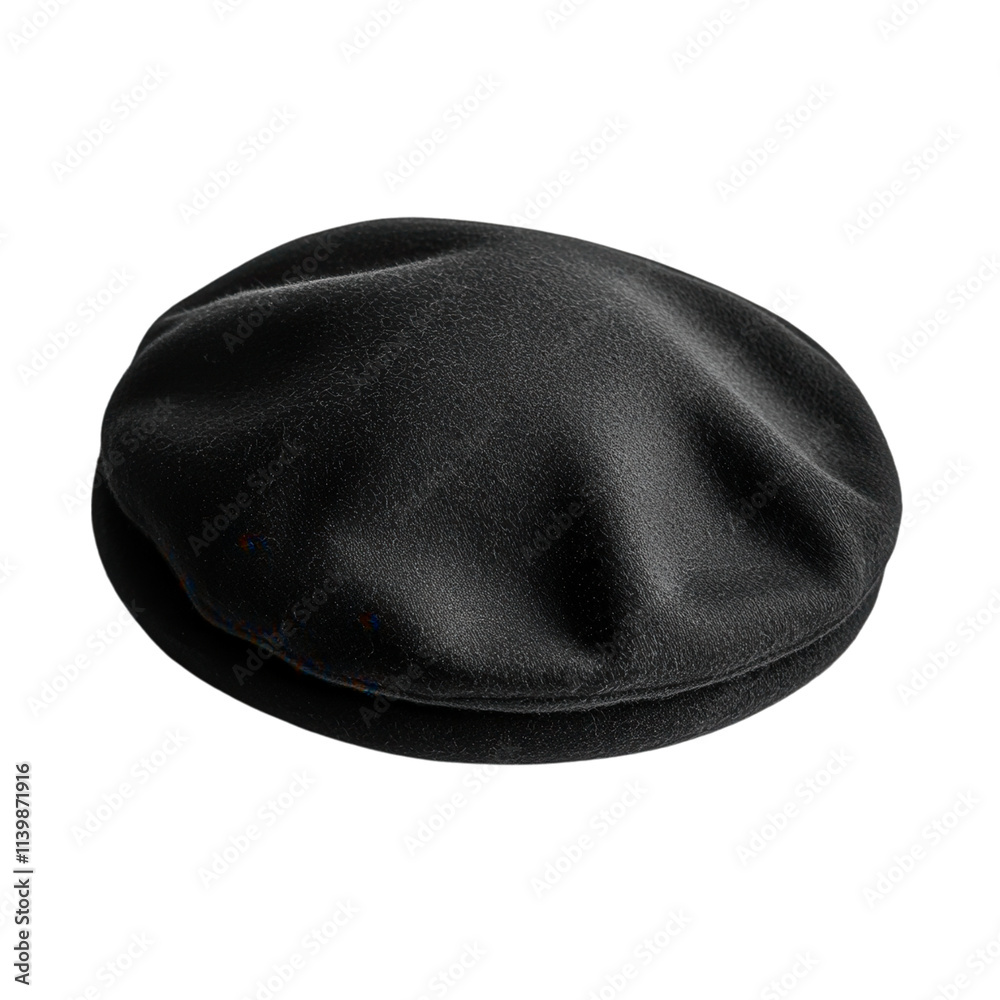 Stylish action photography of a black beret hat studio setting fashion product minimalist design eye-level perspective Stylish action photography of a black beret hat studio setting fashion product minimalist design eye-level perspective