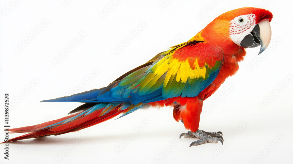 Fototapeta premium vibrant Scarlet Macaw with colorful feathers standing proudly